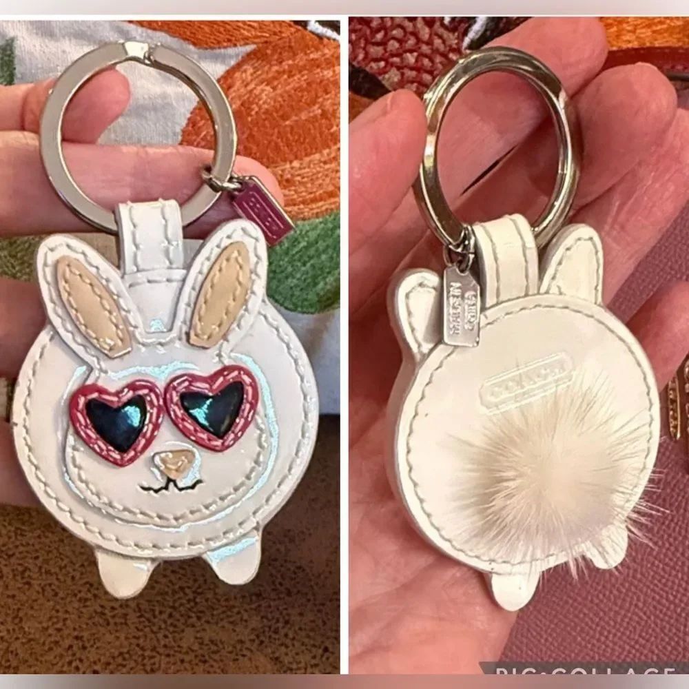 COACH MINK BUNNY VINTAGEโHEART SUNGLASSES STACKED LEATHER MINI HANGTAG RARE LNC